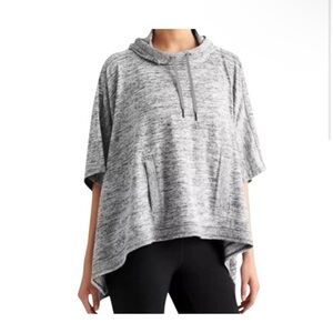 Athleta Techie Sweat Blissful Poncho Hoodie Heather Grey Pullover Athleisure